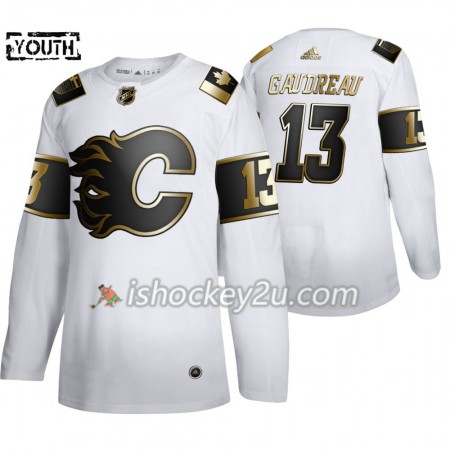 Børn NHL Calgary Flames Trøje Johnny Gaudreau 13 Adidas 2019-20 Golden Edition Hvid Authentic